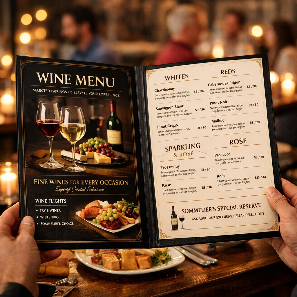 well designed wine menu
